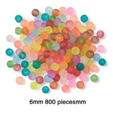 1 Pack 800pcs 6mm Frosted Round Loose Acrylic Craft Beads For Jewelry Making, Earrings, Bracelets, Necklaces, Keychains, Sewing Crafts