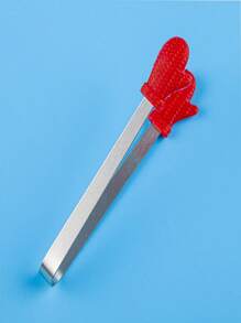 3个装创意硅胶食物冰夹办公室零食甜品小吃蛋糕不脏手食物夹食品夹小号手掌防滑冰夹不锈钢迷你食物夹硅胶食物夹方糖夹 - 彩色 - 查看 3