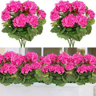 1/3/4pcs Artificial Geranium - Cluster Artificial Flower Arrangement, Suitable For Outdoor And Home Decoration, Maintenance Free, Very Suitable For Garden, Terrace, And Table Center Decorations, Garden Decorations Gifts Birthday Graduation