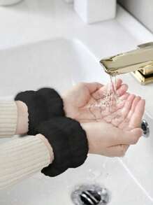 1/3pcs Solid Bath Headband & Bath Wrist Band Set(Black)