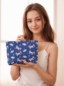 1 sztuka, śliczna kosmetyczka w kształcie jednorożca, duża kosmetyczka, wielofunkcyjna kosmetyczka z zamkiem błyskawicznym, kosmetyczka podróżna, kosmetyczka, prezent, przyjaciółka, dziewczyna, studentka, przechowywanie i przechowywanie biżuterii, wakacje/podróż