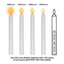 10 Packs/20 Packs, LED Cone-Shaped Candle, 9-Inch Flameless Taper Candle, With Remote Control, Flashing Flameless Candle, For Decorating Restaurants And Living Rooms, Using 2 AA Batteries (Batteries Not Included) - trắng - Xem 4