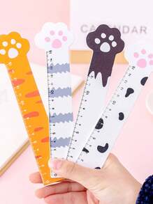 1 件卡通彩色猫爪木制直尺，15 厘米学生/办公用品文具学校用品，返校 - 彩色 - 查看 4