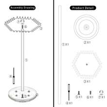 亚克力项链收纳架旋转项链架透明珠宝收纳展示架带 36 个挂钩，可存放戒指、耳环、手链、链条