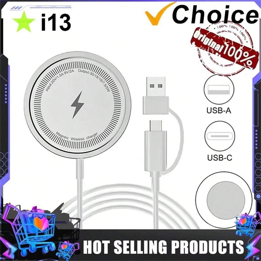 Fast Magnetic Wireless Charger Pad PD USB Wireless Charging Station Phone Earphone Chargers Compatible With Iphone 16 15 14 13 12 Pro Max