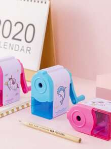 1 件卡通自动铅笔刀，手摇铅笔刀，学生奖品，圣诞礼物 - 粉色 - 查看 4