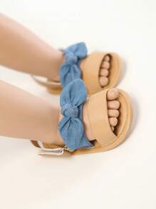 Infant Girls Summer Sandals Princess Dress Wedding Flats Shoes Newborn Toddler Soft Non-Slip Sole First Walker Crib Shoes White Gift Infant Shoes Are A Very Popular Choice For Infant Gifts, Often Symbolizing Purity, Cuteness, And The Beginning Of A New Life - Blue - View 2