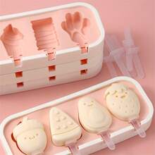 1pc Silicone Ice Pop Mold - DIY Homemade Ice Cream & Popsicle Maker With Fun Cartoon Shapes (Ice Cream, Snowman, Strawberry, Animal) - 9.84x3.94x1.18inch, Lightweight & Easy To Use Back To School - Multicolor - View 1