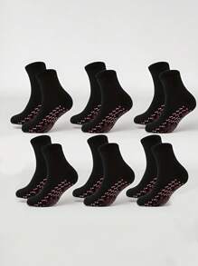 6 Pairs Women Mid-Calf Socks, Spring/Autumn, Massage Dots Socks, Versatile & Casual