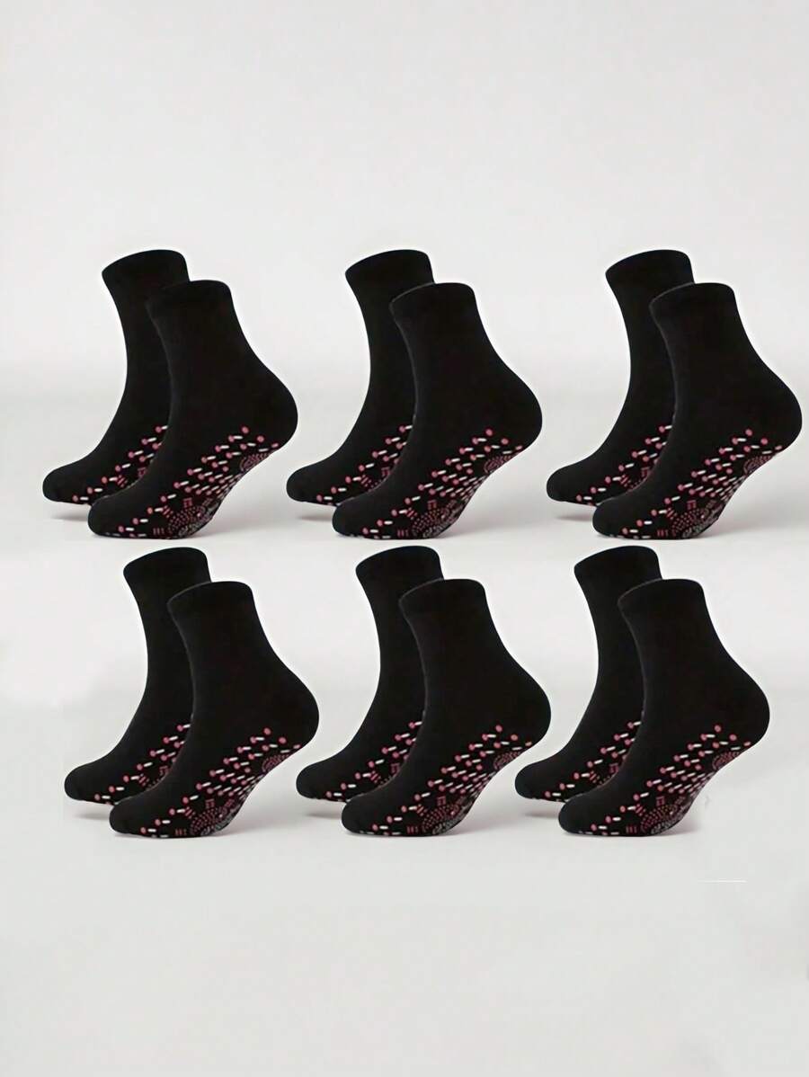 6 Pairs Women Mid-Calf Socks, Spring/Autumn, Massage Dots Socks, Versatile & Casual