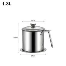Bacon Grease Container With Strainer, 48 Oz Stainless Steel Oil Container, Pot Fat Storage With Lid, Easy Grip Handle Suitable For Storing Frying Oil And Cooking Grease
