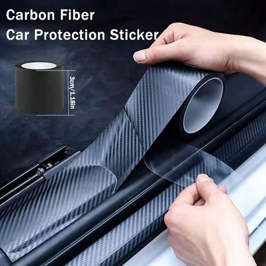 3D Carbonfiber Vinyl Folie - Schutz für Autotürschwelle, Karosserie vor Kratzer und Wasserschutz, DIY Aufkleber, geeignet für Autos & Motorräder, Karosserie Styling Folie