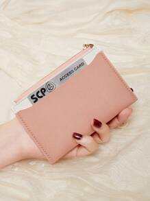 MIYIN Fashion Two Tone Card Holder Coin Purse Slim Lightweight Portable Cash Money ID Card Credit Card Coin Pocket Minimalist Mini Zipper Wallet With Card Slot ID Window For Birthday Gift Lady Girls Women Teenagers For College Student School Student,Bag School Supplies For School Dorm Room & Back To School - Pink - View 3