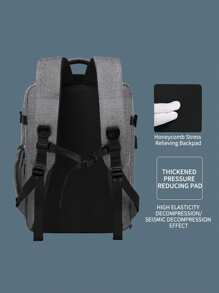 Travel Backpack, Large Capacity Multi-Compartment Outdoor Backpack With USB Charging Port, Nylon Minimalist Backpack Suitable For Business Travel, Camping, School - Grey - View 8