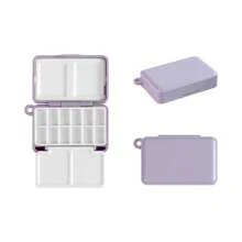 1 pieza Caja portátil de plástico de 12 colores para pintura de acuarela de viaje, estuche de almacenamiento de pintura mini, apto para materiales de arte
