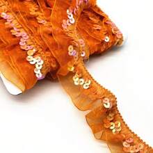 1 卷弹性亮片薄纱丝带，适用于 DIY、缝纫工艺品、包包、衣服、连衣裙、服装装饰 - 彩色 - 查看 6