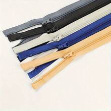 10pcs Assorted Color Nylon Resin Zippers #5, Self-Locking Single Slider Zippers, Various Sizes, Smooth Sliding Sewing Accessories For Pockets, Cushions And Bags