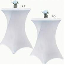 2pcs Table Cover Set, High Elasticity Quality Polyester Fabric, Easy To Clean & Machine Washable, Wrinkle Resistant, Fashionable & Elegant, Suitable For Party, Bar, Banquet, Indoor/Outdoor, Holiday