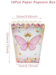10/20 件粉色蝴蝶风格冰淇淋纸碗，厨房用品一次性小碗食品托盘，冰淇淋杯炸薯条盒，爆米花桶零食盒蝴蝶生日装饰婚礼装饰派对装饰西餐厅自助餐家居装饰容器 - 粉紅色蝴蝶 - 查看 9