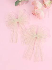 2pcs Pink Green Hair Bows For Women Girls Solid Color Mesh Bow Alligator Clips Elegant Bow Hair Clips Wedding Party Vacation Holiday Gifts Bow Barrettes Grey Yellow Bow Hair Clips Women Hair Accessories