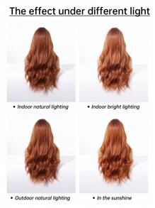 24 Inch Brown Wig With Bangs Long Curly Wig Heat Resistant Synthetic Wig For Women Daily Party Cosplay Use - Brown - View 9