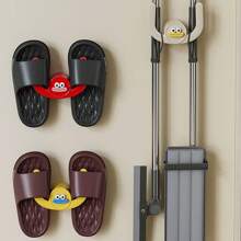 1 pieza Estante para zapatillas en forma de boca de salchicha montado en la pared, soporte de almacenamiento de zapatos de baño, sin taladro