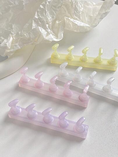 3D 美甲装饰套装：1 件亚克力空心底座 + 5 件果冻色指甲尖，带树脂水晶、珠子、水钻、复古韩式激光全息效果、木质底座、10 个金色指甲尖，是送给女孩和女士的绝佳礼物