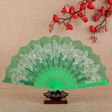 1 件中国风蝴蝶折扇，手工制作传统塑料折扇，古典舞蹈礼物 - 彩色 - 查看 5