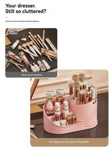360° Rotating Dustproof Makeup Organizer: Multi-Functional Cosmetic Storage Carousel For Lipstick, Eyeshadow Brushes & Makeup Tools | Vanity Table Desktop Rotating Holder, Large Capacity Beauty Storage Box With Anti-Dust Design,For Holiday Beach, Bathroom Collection, Bedroom Collection, Large Capacity