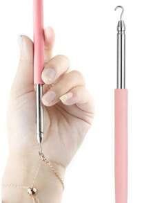 1 Piece Bracelet Wearing Aid, Odorless, Battery Free - Simple Jewelry And Necklace Hook Wearing Tool, Fashionable Metal Accessories, Simple Beauty And Personal Care Styling Tool(Long/Short Scalable)