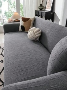 1pc Stretchable Sofa Cover, Slip Resistant Full Coverage Sofa Seat Cushion Cover, Machine Washable Dust Proof, Color Fast, Pet Friendly, For Bedroom, Office, Living Room, All Season - Grey - View 6