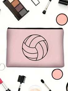 Chic Volleyball-Themed Toiletry Bag For Women - Versatile Makeup & Travel Pouch With Zipper, Coin Purse & Stationery Organizer - Perfect Teacher Gift Or Friendship Present - Multicolor - View 4