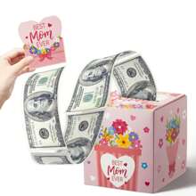 FZZ Pink Mother's Day Money Box, Party Decoration Gift Box, Mother's Day Gift Cash Surprise Money Gift Box