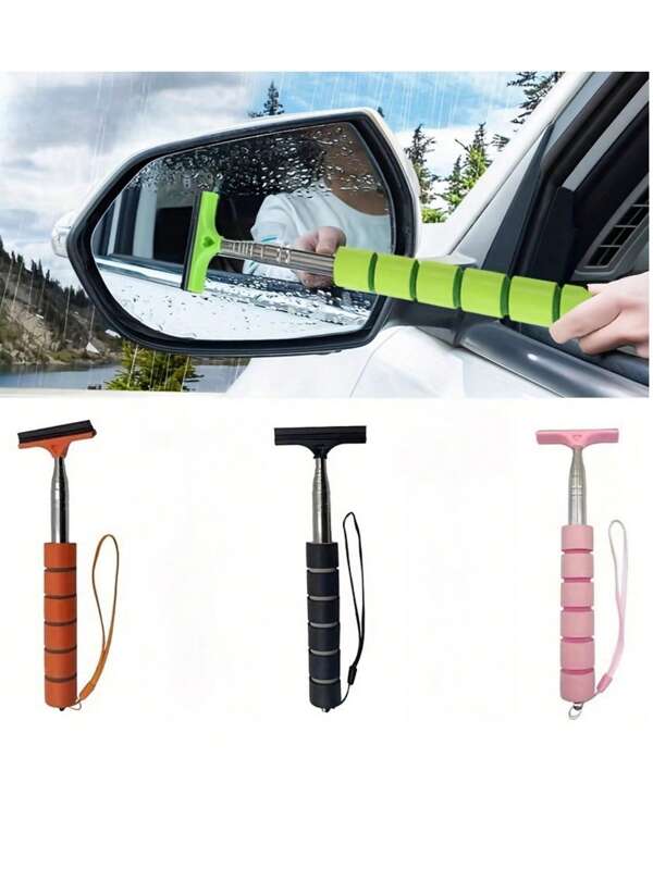 1pc Retractable Car Rearview Mirror Rain Wiper,Vehicle Windshield Squeegee Cleaner