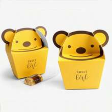 10pcs Cartoon Bear Square Folding Cookie/Biscuit Boxes, Chocolate Gift Box