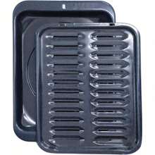 Nonstick Porcelain Coated Broiler Pan For Oven - 16.75 X 12.6 WB48X10056 Replacement With Rack For High-Temp Cooking - Multicolor - View 1