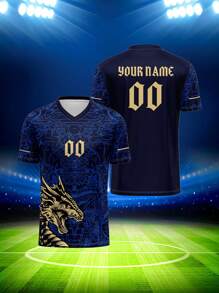 2025 Summer/Autumn Customize Your Own Jersey, Breathable And Quick-Drying 210g Spring/Summer Single-Piece Top, , Sports Team/Club Training V-Neck Soccer Jersey, Name, Number, And Logo Printed On The Front And Back, Suitable For Casual Wear, Parties, And Gatherings, Comfortable And Fitting. - Multicolor - View 3