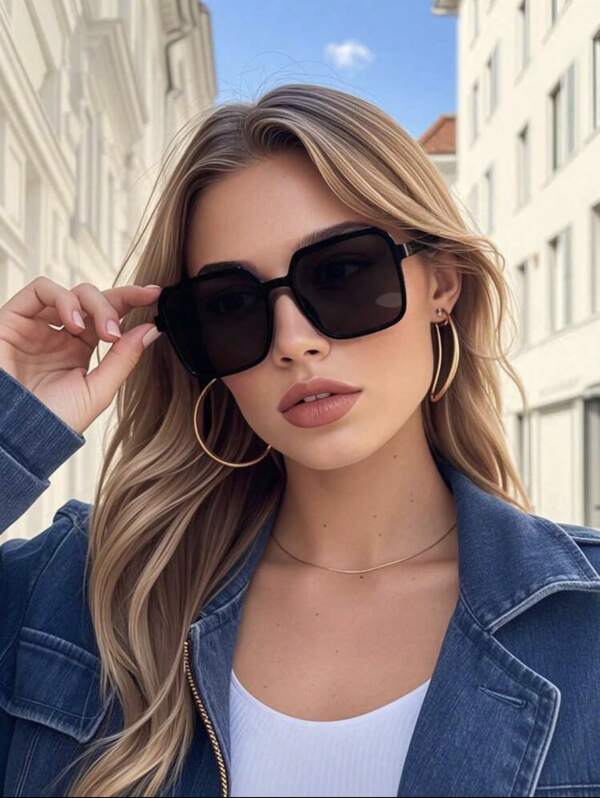 1 piezas gafas de moda de montura cuadrada grande y vintage para hombre y mujeres, clasicas para uso al aire libre, viajes, playa, vacaciones, uso diario, con proteccion UV