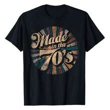 Camiseta de fiesta retro vintage de los años 70 con diseño de Made In The 70, camisetas de mujer de talla grande, camisetas divertidas y geniales, camisetas casuales y cómodas - Negro - Ver 1