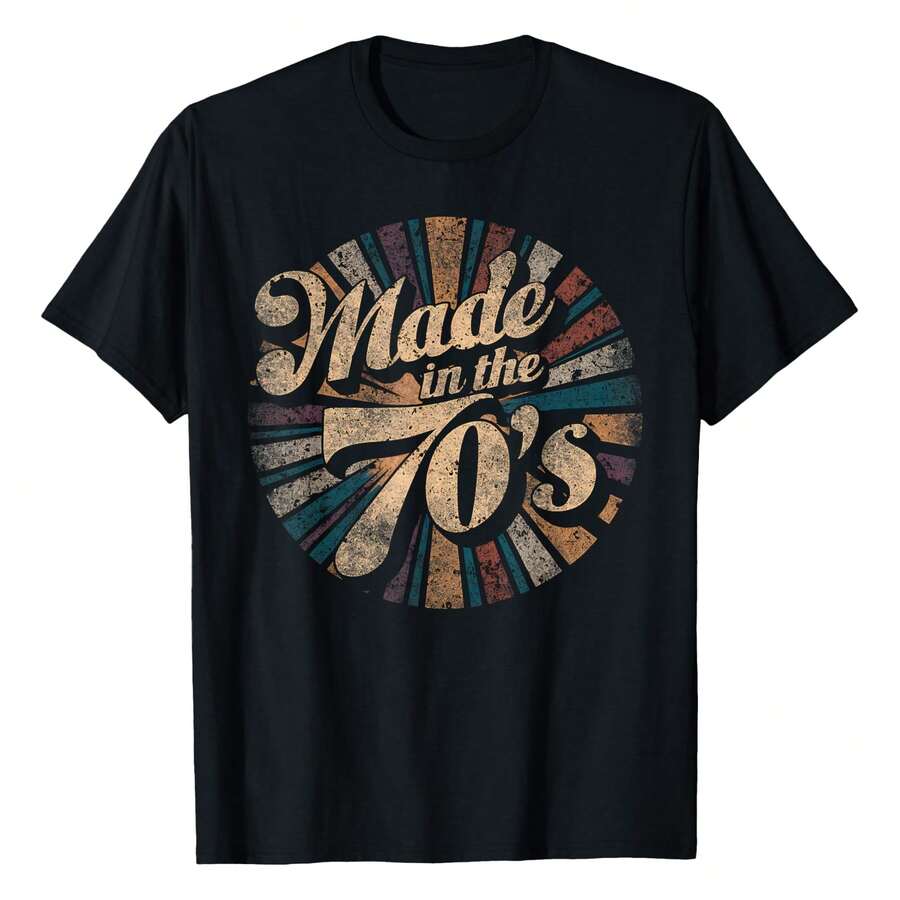 Camiseta de fiesta retro vintage de los años 70 con diseño de Made In The 70, camisetas de mujer de talla grande, camisetas divertidas y geniales, camisetas casuales y cómodas - Negro - Ver 1