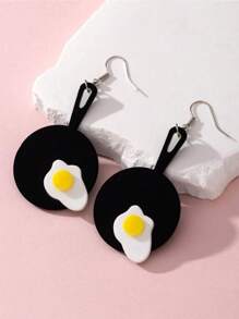 1 Pair Novel Fried Egg & Frying Pan Design Women's Stud Earrings - Multicolor - View 7