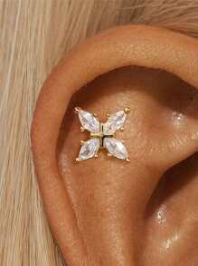 1PC 925 Sterling Silver Opal Marquise Water Drop Flat Back Cartilage Tassel Helix Piercing Fine Jewelry For Daily Wear Wedding Party Engagement Anniversary Valentine's Day