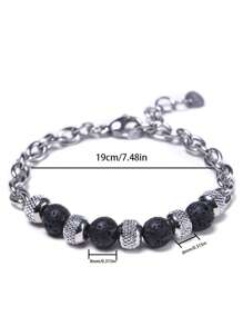 1 pieza Pulsera de hombre con cuentas de ojo de tigre, de estilo fashionable, versátil y minimalista, apta para uso diario