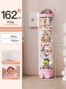 1 个防水透明圆形收纳盒，分层娃娃收纳柱带翻盖，透明易拿，加厚 PET 材质 - 适用于毛绒玩具、娃娃等 - 完美的家居收纳和节日礼物