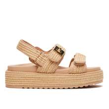 Raffia Platform Sandals For Women Casual Comfortable Adjustable Buckle Strap Summer Shoes Open Toe Woven Slingback Beach Flat Sandals,Zapatos De Mujer