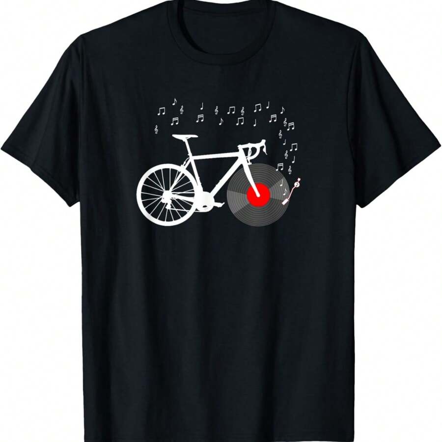 Bicycle Cycling Road Bike Vinyl Rrd Player Music Cyclist T-Shirt