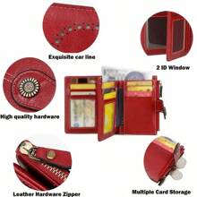 RFID Anti-Theft Retro Wallet For Women, Multi-Card Zipper, Zipper Buckle, Fashion Coin Wallet, Multi-Functional Short Wallet - Grey - View 7