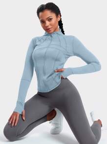 VUTRU Women's Double Pocket Zip-Up Track Jacket With Anti-Loss Zipper Pocket - Baby Blue - View 6