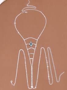 1pc Silver Rhinestone Multi-Layer Devil's Eye Sexy Necklace Chain Clubwear For Women - Silver - View 2