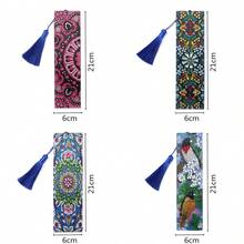 1set Diamond Art Bookmark Kit, 5D Flower & Birds Pattern Diamond Painting Bookmark For Books, Beautiful And Practical For Marking Reading Progress - Multicolor - View 5